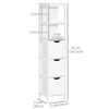 Narrow Bathroom Cabinet with 3 Drawers and 2 Tier Shelf, Tall Cupboard Freestanding Linen Tower, White