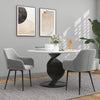 Dining Chairs Set of 2, Velvet-look Fabric Upholstered Kitchen Chairs with Backrest, Armrests and Steel Legs, Cream White