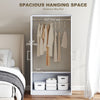 Wardrobe Cabinet with 2 Doors and Hanging Rod, Modern Armoire Wardrobe Closet for Bedroom
