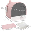 Cat Litter Box with Lid, Removable Tray, Scoop, Filter, Pink