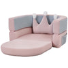 Qaba 3-in-1 Convertible Climbing Toys for Toddlers with Crown Cushion, Fold Out Toddler Couch to Lounger & Play Area, Pink