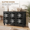 Shoe Cabinet with 3 Slatted Doors, 3-tier Shelving Rack Cabinet with Adjustable Shelves for 15 Pairs of Shoes, Black