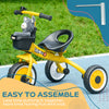 Tricycle for Toddler 2-5 Year Old Girls and Boys, Toddler Trike with Adjustable Seat, Basket, Bell, Yellow