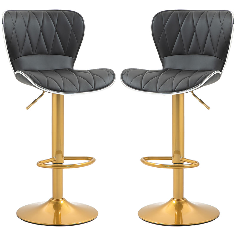 Counter Height Bar Stools Set of 2, Adjustable Height Bar Chairs with Swivel Seat, PU Leather Upholstery