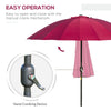 8ft Shanghai Garden Parasol Umbrella with Crank & Tilt, Adjustable Outdoor Sun Shade, Wine Red