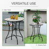 Mosaic Patio Table, Round Coffee Table with Metal Frame, Garden Furniture for Outdoor, Poolside, Green