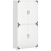 Farmhouse Kitchen Pantry Storage Cabinet with 4 Doors, Kitchen Cabinet with Shelves, White