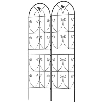 Set of 2 Metal Garden Trellis, Decorative Trellis Panels, Bird Design, 19.7