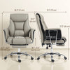 Reclining Office Chair, Overstuffed Executive Desk Chair with High Back, PU Leather, Footrest, Swivel Wheels
