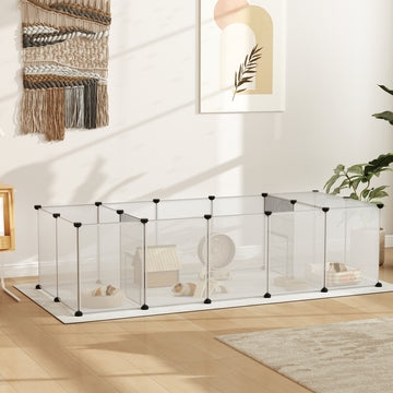 20 Panels DIY Small Animal Cage with Door, Top Cover, Indoor Yard Fence for Guinea Pig, Hedgehog, Bunny, White