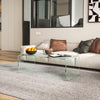 Glass Coffee Table, Clear Coffee Table for Living Room, Modern Rectangle Center Table with Safe Rounded Edges