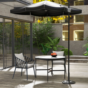 Umbrella Base, Heavy Duty Concrete Base Holder with Steel Pole, Round Parasol Stand for Patio, Outdoor, Backyard, Black