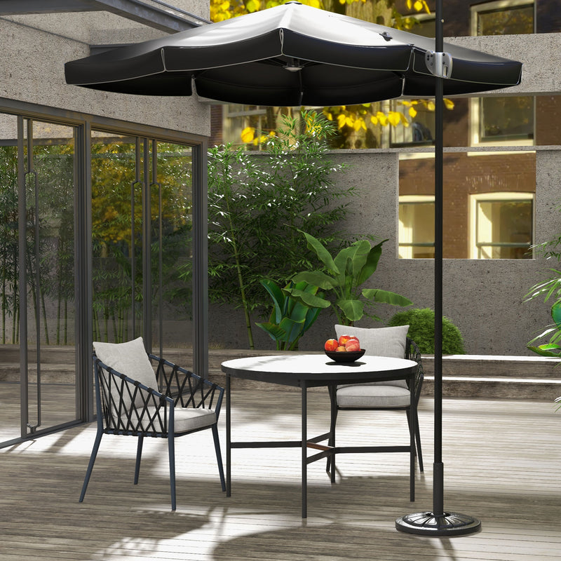 Umbrella Base, Heavy Duty Concrete Base Holder with Steel Pole, Round Parasol Stand for Patio, Outdoor, Backyard, Black