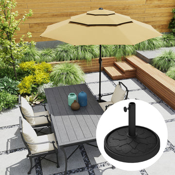 Round Patio Umbrella Base, 26 lbs Resin Umbrella Stand Base, Heavy Duty Patio Umbrella Holder, Black