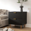Bedside Table, Modern Nightstand with 2 Drawers, Side End Table with Metal Legs for Living Room, Bedroom