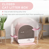 Cat Litter Box with Lid, Removable Tray, Scoop, Filter, Pink