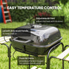 Charcoal BBQ Grill, BBQ Grill with 1840 cm² Cooking Area, 3 Shelves, Adjustable Vent, Lockable Lid, Wheels, Black