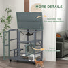 Cat Condo Wooden Indoor Cat House on Wheels with Cat Flap Door Platforms Hammock Openable Top for 2 Cats, Light Grey