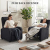 Corduroy Home Theater Seating, Push Back Recliner Chair with Padded Seat for Living Room, Black