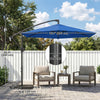 9.7 ft Offset Patio Umbrella with Water/Sand Fillable Weights, Garden Hanging Parasol with Locking Latch, Navy Blue