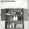 Modern Over The Toilet Storage, Bathroom Cabinets Over Toilet with Open Shelves and Double Door Cabinet, Grey