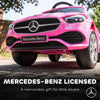 Qaba 3 in 1 Toddler Push Car Licensed Mercedes-Benz with Push Handle, Canopy, Guardrails, Horn, Music for 18-36 Months, Pink