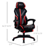 Chaise de gaming ergonomique style course avec repose-pieds, appuie-tête, siège pivotant inclinable à dossier haut et hauteur réglable, noir et rouge