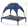 Elevated Cooling Pet Bed Portable Raised Dog Cot with Canopy for Medium Sized Dogs, Dark Blue