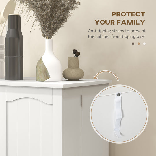 Garde-manger autoportant de 41 pouces avec porte-épices et tablettes réglables pour la cuisine, Blanc