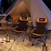 Set of 2 Reclining Camping Chair with Foot Rest, Folding Camping Chair w/ Headrest, Cup Holder, Storage Bag, Orange