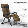 Folding Garden Chairs Set of 2, Reclining Zero Gravity Chair, Sun Lounger with Cushion and Headrest, Khaki