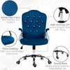Office Chair, Velvet Computer Desk Chair with Swivel Wheels, Adjustable Height, Tilt Function, Button Tufted, Blue