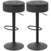 Set of 2 Barstools with Storage, Swivel Bar Stools with PU Leather Upholstered, Footrest, Steel Base, Black