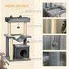 39.25'' Cat Tree Tower Multi-Level Kitten House with Scratching Post Condo Hammock Bed Ball Toy - Grey