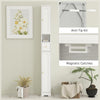 Tall Bathroom Cabinet, Modern Slim Bathroom Storage with Arched Doors, Drawer and Open Shelf, Narrow Storage, White