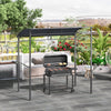 7' x 5' BBQ Grill Gazebo Tent, Garden Grill Canopy with Steel Frame and Hooks, Outdoor Sun Shade, Grey