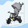 Qaba 6 in 1 Tricycle for Toddler 1-5 Years with Parent-Push Handle, Grey