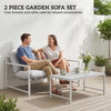 2 Piece Patio Furniture Set, Outdoor Loveseat Sofa Set with Thick Cushions and Coffee Table for Porch Garden, Light Grey