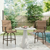 Outdoor Bar Stools Set of 2, Swivel Bar Height Chairs with High Back, Curved Armrests and Steel Frame for Balcony