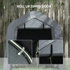 8' x 6' Carport with Sidewalls and Roll-up Door, Outdoor Storage Shelter for Motorcycle and Car, Dark Grey