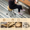 Saddle Stool, PU Leather Adjustable Rolling Salon Chair, Light Brown