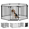 Dog Safety Gate 8-Panel Playpen Fireplace Christmas Tree Steel Fence Stair Barrier Room Divider Black