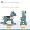 Qaba Kids Rocking Horse Plush Animal on Wooden Rockers with Sounds, Wooden Base and Bear Toy, Baby Rocking Chair