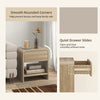 Nightstand Set of 2, Modern Bedside Table with Rounded Corners, Nightstand with Drawer and Open Shelf, Distressed White