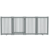 4 Panel Free Standing Wooden Pet Gate with Open Door Light Grey