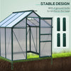 Greenhouse Garden, Green House, Outdoor Greenhouse Kit, PC Board with Sliding Door, 6.2' x 6.3' x 6.6'