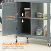 Rolling Kitchen Cart with Wood Top and Drawer, Kitchen Island on Wheels for Dining Room, Grey
