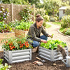 2Pcs 2' x 2' x 1' Galvanized Raised Garden Bed Kit, Square Outdoor Metal Planter Box with Open Bottom for Vegetables, Flowers, Herbs, Silver