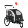 2-in-1 Bike Trailer for Kids, Foldable 2-Seat Baby Stroller with 5-Point Harness, Rubber Wheels, Storage Bag, Black