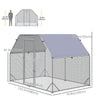 Chicken Run Outdoor, Galvanized Large Metal Chicken Coop Cage, Walk-in Enclosure Poultry Hen Run House Playpen Rabbit Hutch with Flat Roof, Cover, 9.2'x6.2'x6.5', Silver